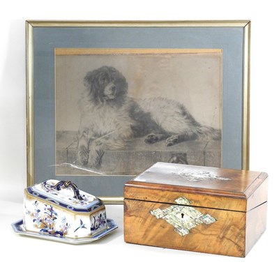 Lot 905 - A Victorian work box and cheese dish