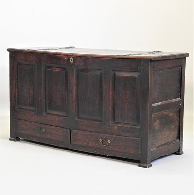 Lot 602 - An 18th century oak mule chest