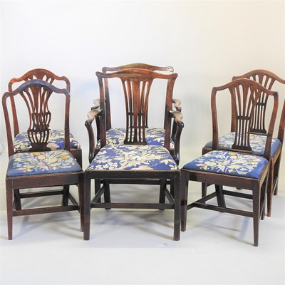 Lot 144 - A near set of six George III mahogany dining chairs