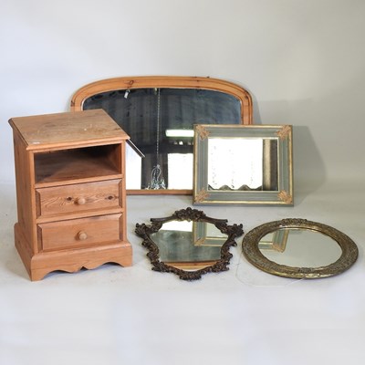 Lot 882 - A pine cabinet and mirrors