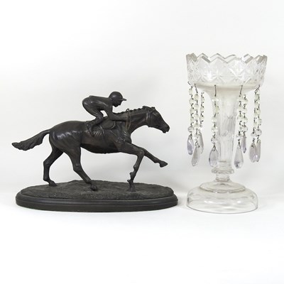 Lot 428 - A bronzed jockey and lustre