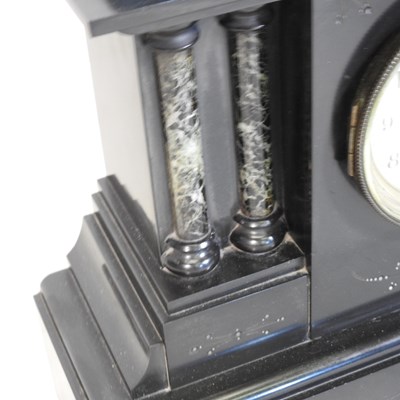 Lot 559 - A Victorian black slate mantel clock