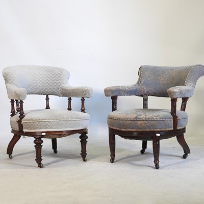 Lot 921 - A near pair of Edwardian armchairs