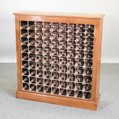 Lot 486 - A bespoke made burr oak wine rack