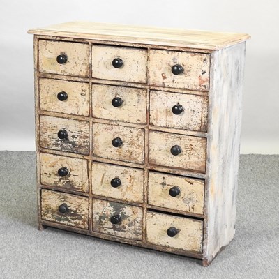 Lot 464 - A Victorian later painted wooden bank of drawers