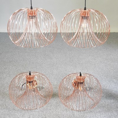 Lot 246 - Two pairs of copper ceiling lights