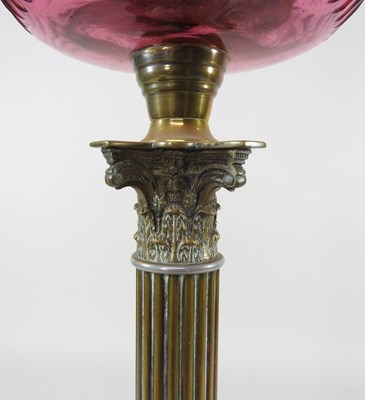 Lot 65 - A 19th century brass oil lamp