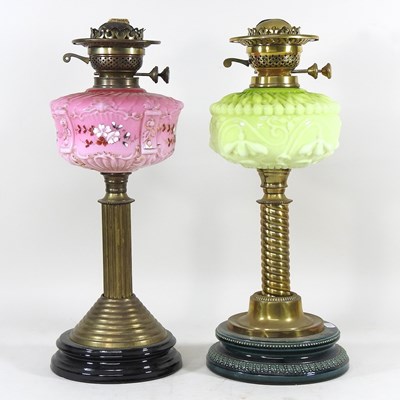 Lot 642 - Two 19th century oil lamps