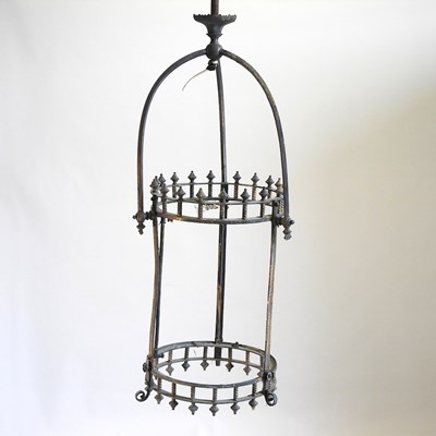 Lot 320 - A metal hanging lantern