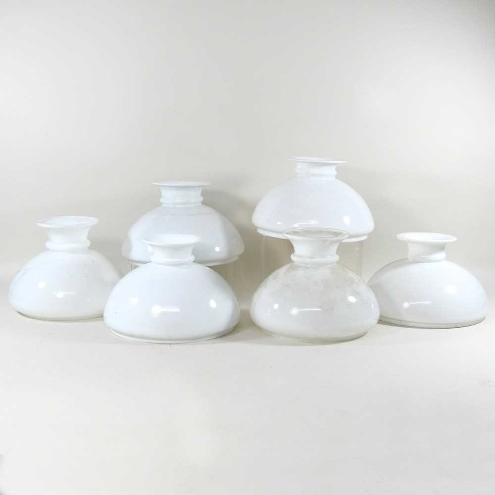 Lot 661 - Six glass oil lamp shades