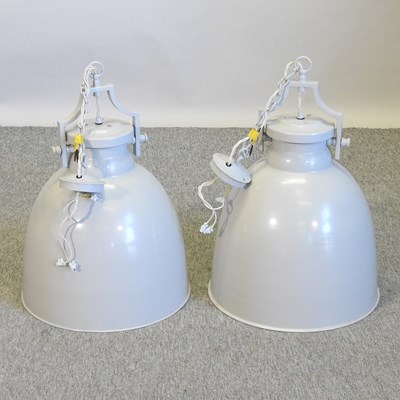 Lot 424 - A pair of Jim Lawrence Lexington painted metal pendant ceiling lights