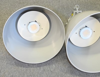 Lot 424 - A pair of Jim Lawrence Lexington painted metal pendant ceiling lights
