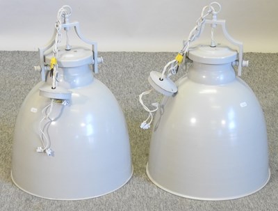Lot 424 - A pair of Jim Lawrence Lexington painted metal pendant ceiling lights