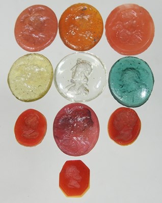 Lot 218 - A collection of ten 19th century intaglio seals