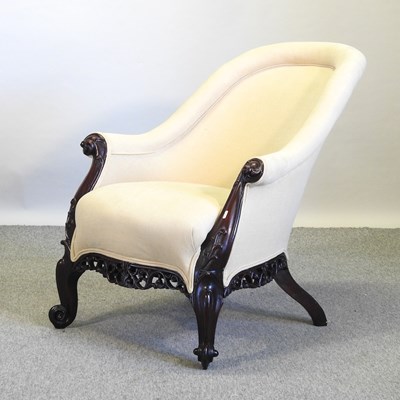 Lot 658 - A Victorian style upholstered armchair