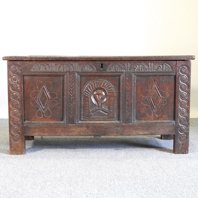 Lot 459 - An 18th century oak coffer