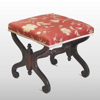 Lot 164 - A 19th century carved mahogany footstool