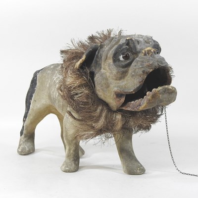 Lot 260 - A rare late 19th century French growler pull along bulldog