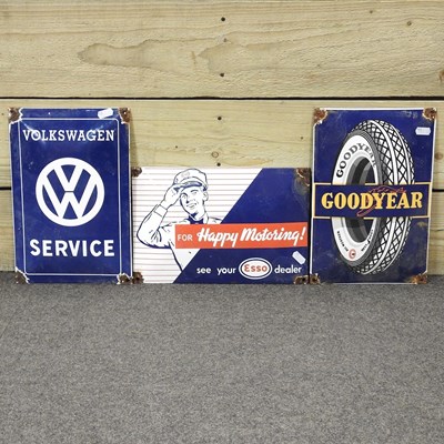 Lot 658 - Three enamel motoring signs