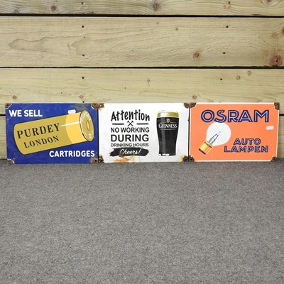 Lot 639 - Three vintage style enamel signs