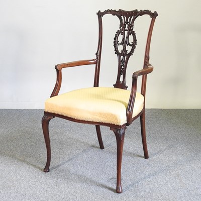 Lot 452 - An Edwardian elbow chair