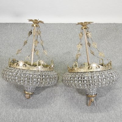 Lot 276 - A pair of antique style brass and glass chandeliers END OF DAY 1