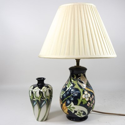 Lot 68 - A Moorcroft vase and lamp
