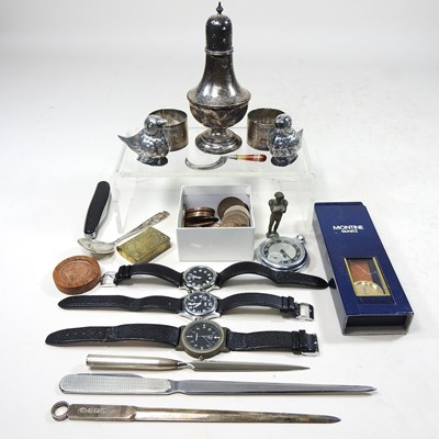 Lot 412 - A collection of silver and watches