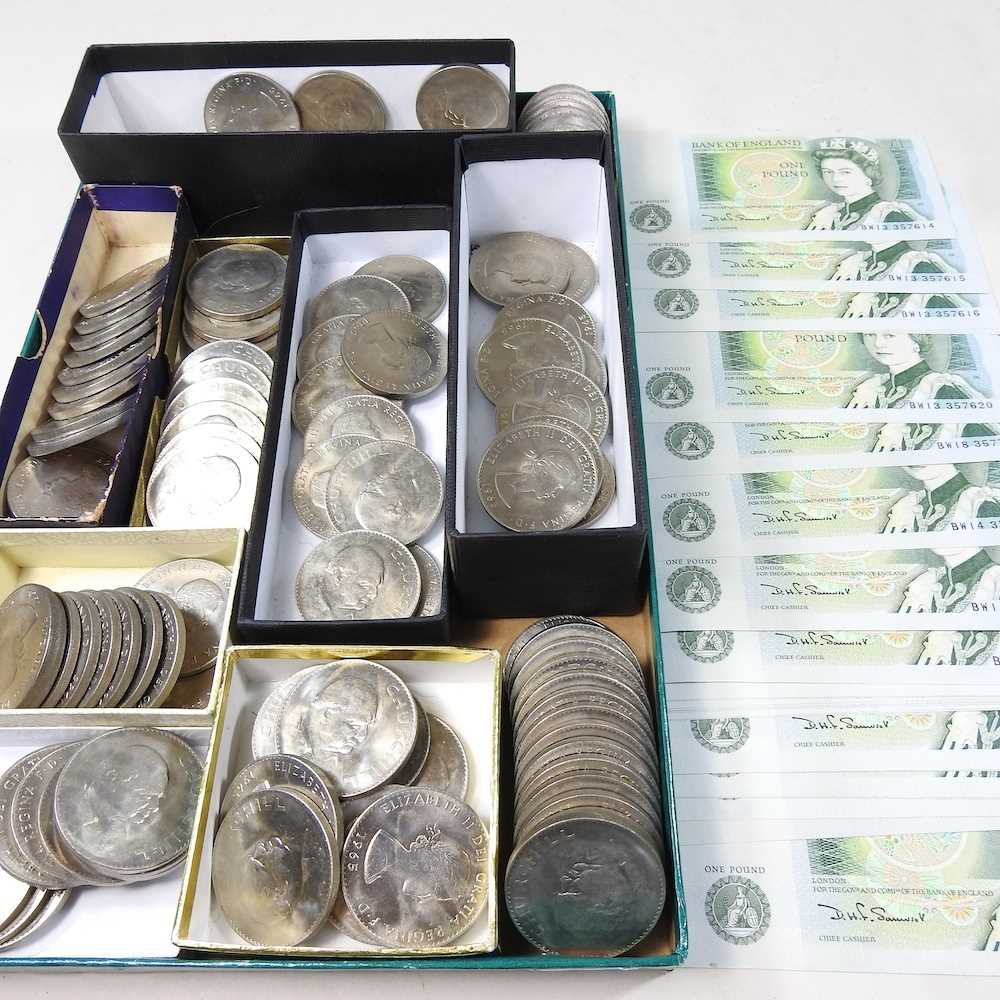 Pound Notes Collection Lot 72 - A collection of crowns and pound notes