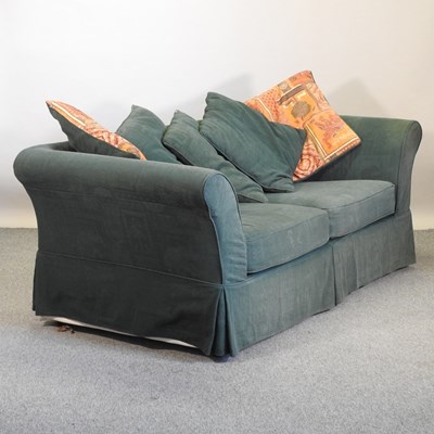 Lot 538 - A modern green upholstered sofa