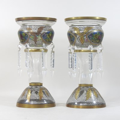 Lot 169 - A pair of Venetian Murano glass table lustres