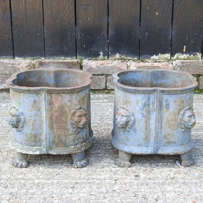 Lot 162 - A pair of small cast iron planters