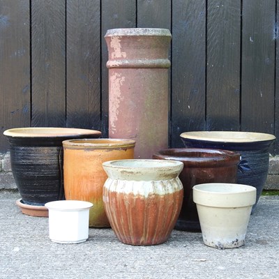 Lot 365 - A collection of glazed garden pots