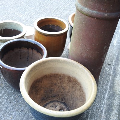 Lot 365 - A collection of glazed garden pots