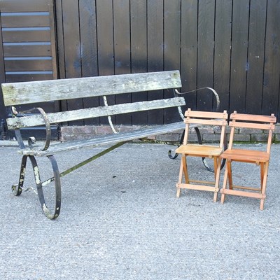 Lot 475 - A garden bench and chairs