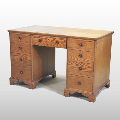 Lot 170 - A Victorian light ash pedestal desk