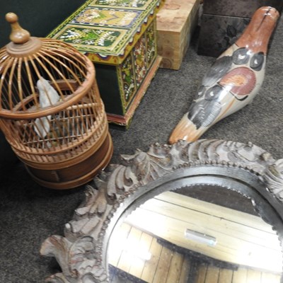 Lot 516 - Two boxes of decorative carved items and pottery