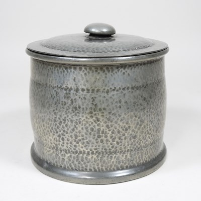 Lot 297 - An early 20th century pewter tobacco jar and...