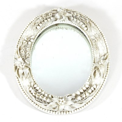 Lot 67 - A Belleek porcelain framed easel mirror, of...