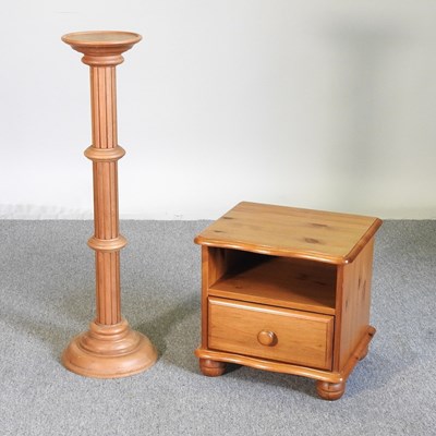 Lot 270 - A pine bedside cabinet together with jardiniere