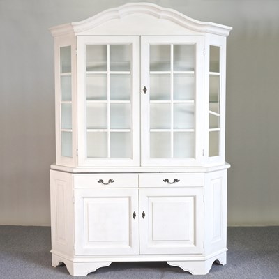 Lot 672 - A white painted cabinet, with a glazed upper...