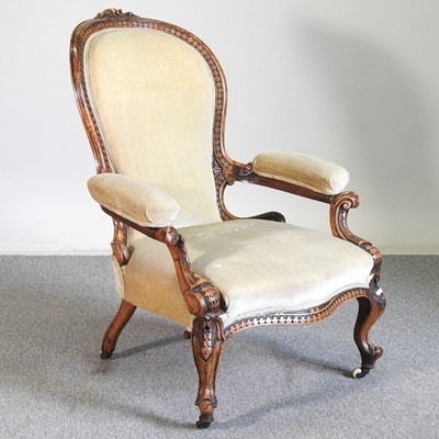 Lot 314 - A Victorian walnut armchair