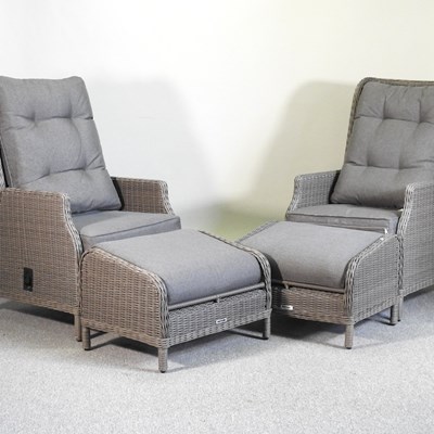 Lot 841 - A pair of Kettler woven reclining garden...