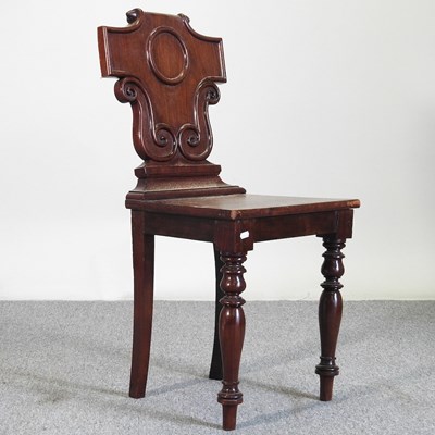 Lot 172 - A Victorian mahogany hall chair, on turned legs