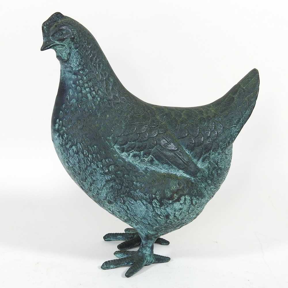 Lot 14 - A bronze hen