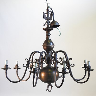 Lot 518 - A Dutch brass chandelier