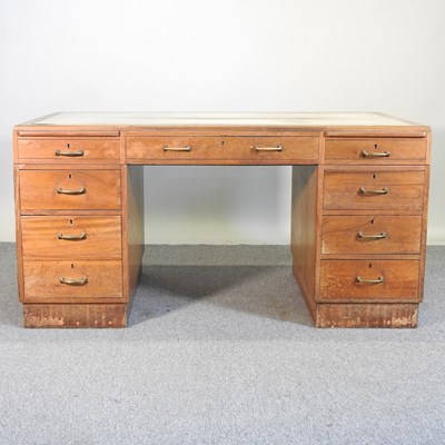 Lot 424 - A mid 20th century pedestal desk