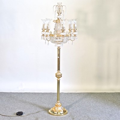 Lot 358 - An ornate modern brass six branch floor lamp,...