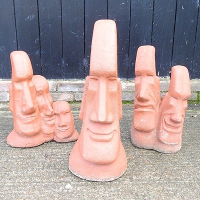 Lot 443 - Three Easter Island heads