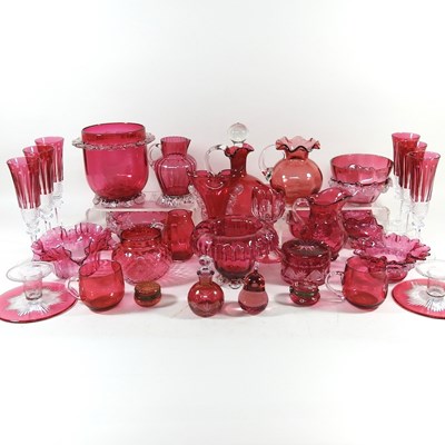 Lot 477 - A collection of cranberry glass